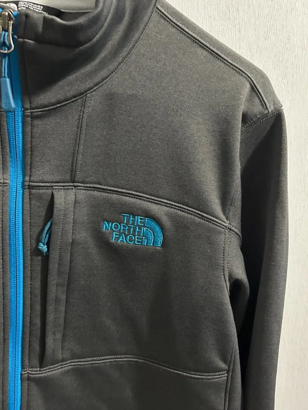The North Face Gray/Teal Blue Full-Zip Sweatshirt Jacket‎ Outdoor Men's M